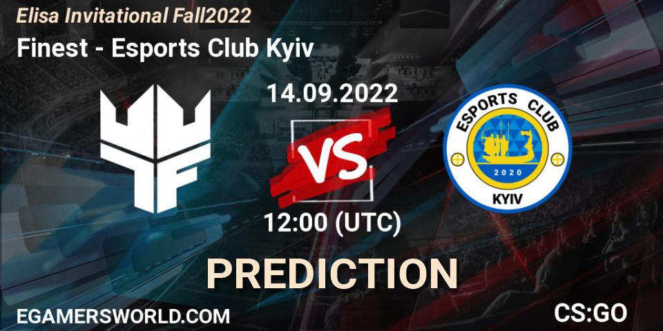 Prognose für das Spiel Finest VS Esports Club Kyiv. 14.09.2022 at 13:10. Counter-Strike (CS2) - Elisa Invitational Fall 2022