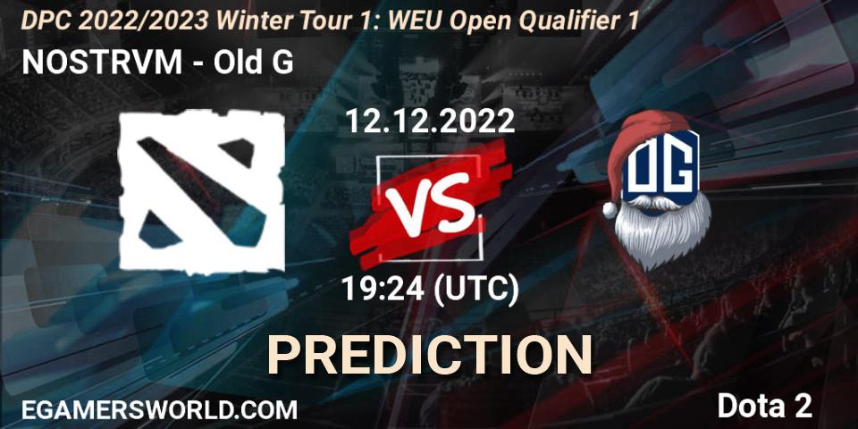 Prognose für das Spiel NOSTRVM VS Old G. 12.12.2022 at 19:24. Dota 2 - DPC 2022/2023 Winter Tour 1: WEU Open Qualifier 1