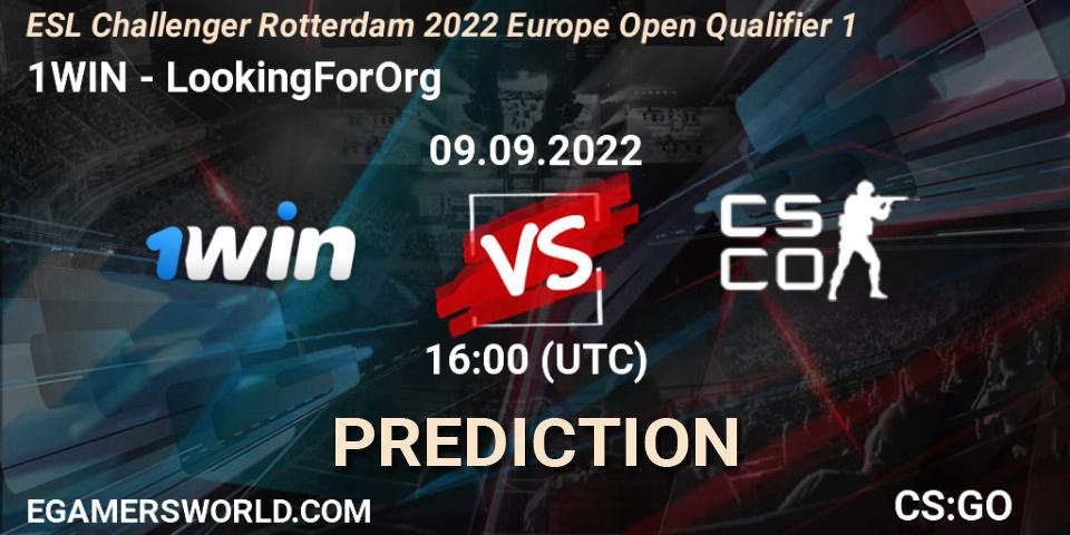 Prognose für das Spiel 1WIN VS LookingForOrg. 09.09.2022 at 16:00. Counter-Strike (CS2) - ESL Challenger Rotterdam 2022 Europe Open Qualifier 1