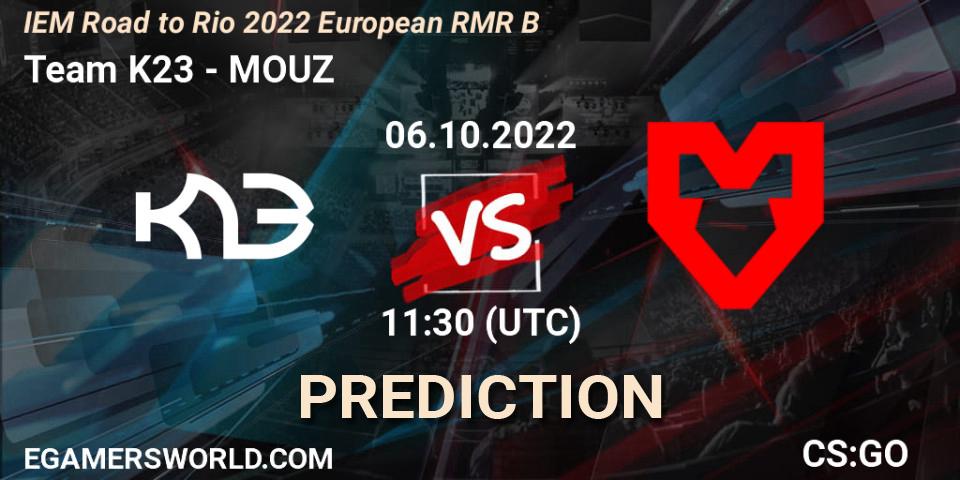 Prognose für das Spiel Team K23 VS MOUZ. 06.10.2022 at 12:00. Counter-Strike (CS2) - IEM Road to Rio 2022 European RMR B
