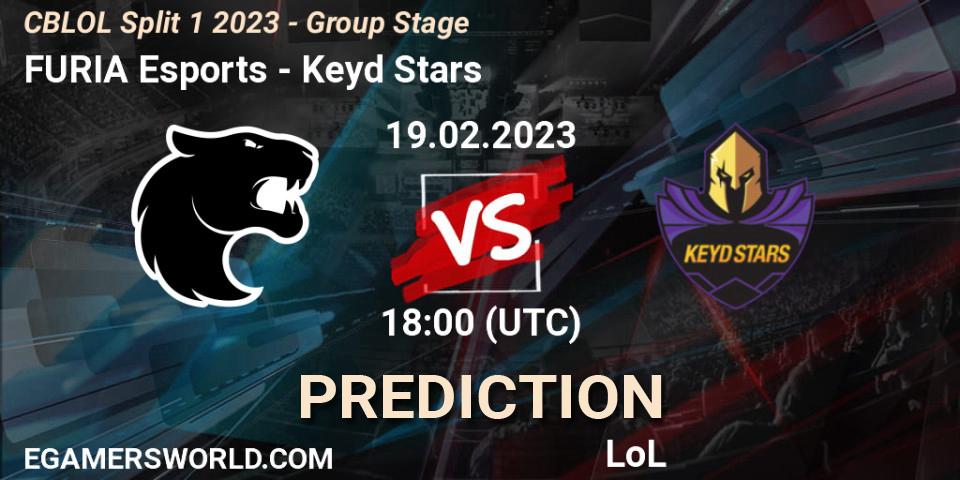 Prognose für das Spiel FURIA Esports VS Keyd Stars. 19.02.23. LoL - CBLOL Split 1 2023 - Group Stage