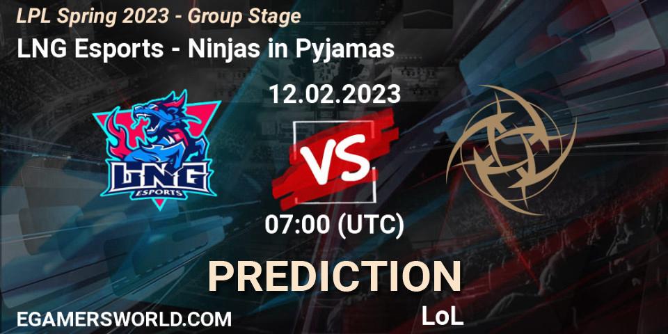 Prognose für das Spiel LNG Esports VS Ninjas in Pyjamas. 12.02.23. LoL - LPL Spring 2023 - Group Stage