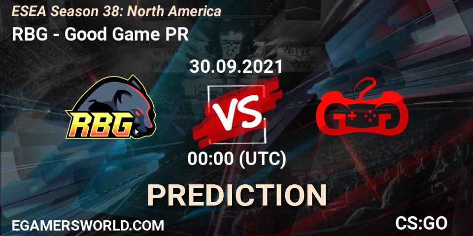 Prognose für das Spiel RBG VS Good Game PR. 30.09.21. CS2 (CS:GO) - ESEA Season 38: North America 