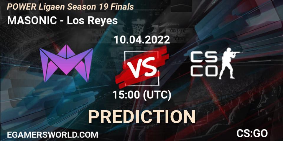 Prognose für das Spiel MASONIC VS Los Reyes. 10.04.2022 at 11:00. Counter-Strike (CS2) - POWER Ligaen Season 19 Finals