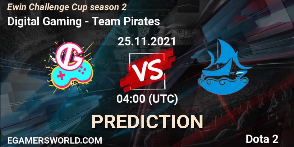 Prognose für das Spiel Digital Gaming VS Team Pirates. 25.11.2021 at 04:11. Dota 2 - Ewin Challenge Cup season 2