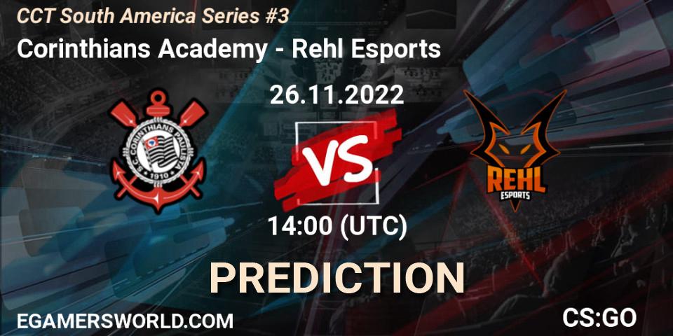 Prognose für das Spiel Corinthians Academy VS Rehl Esports. 26.11.2022 at 14:05. Counter-Strike (CS2) - CCT South America Series #3