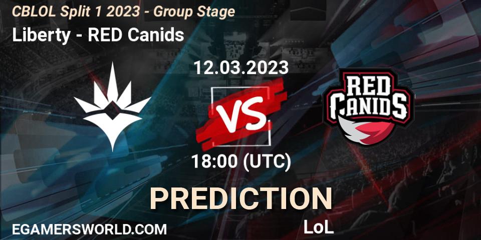 Prognose für das Spiel Liberty VS RED Canids. 12.03.2023 at 18:15. LoL - CBLOL Split 1 2023 - Group Stage