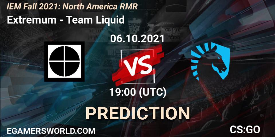 Prognose für das Spiel Extremum VS Team Liquid. 06.10.21. CS2 (CS:GO) - IEM Fall 2021: North America RMR