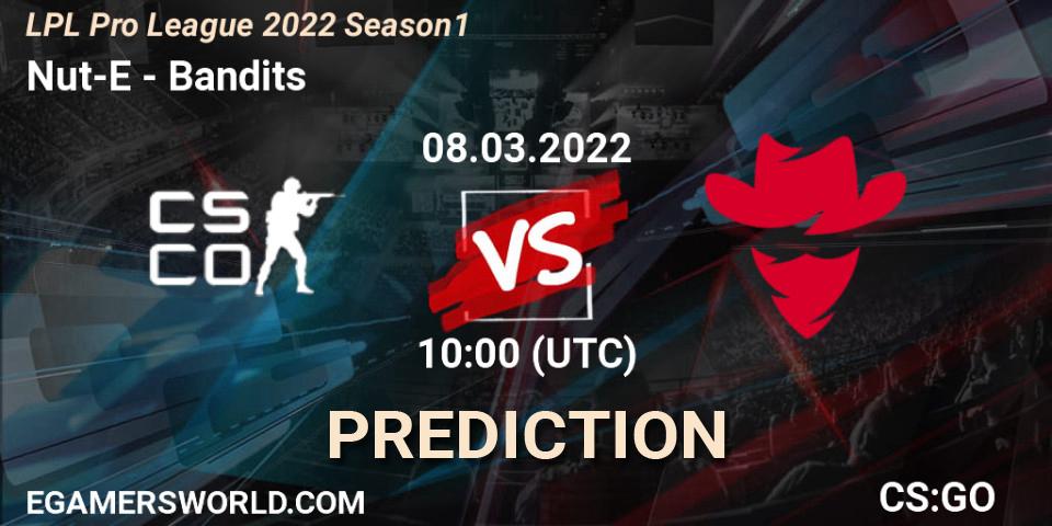 Prognose für das Spiel Nut-E Gaming VS Bandits. 09.03.22. CS2 (CS:GO) - LPL Pro League 2022 Season 1