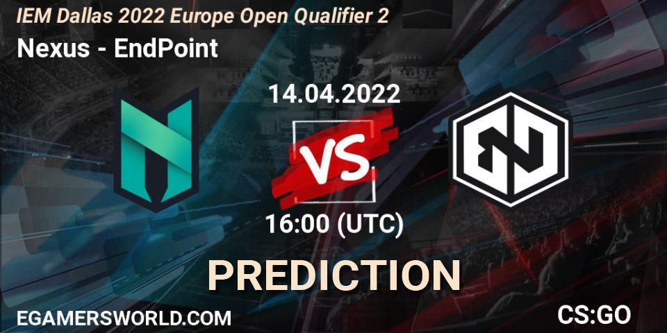 Prognose für das Spiel Nexus VS EndPoint. 14.04.2022 at 16:00. Counter-Strike (CS2) - IEM Dallas 2022 Europe Open Qualifier 2