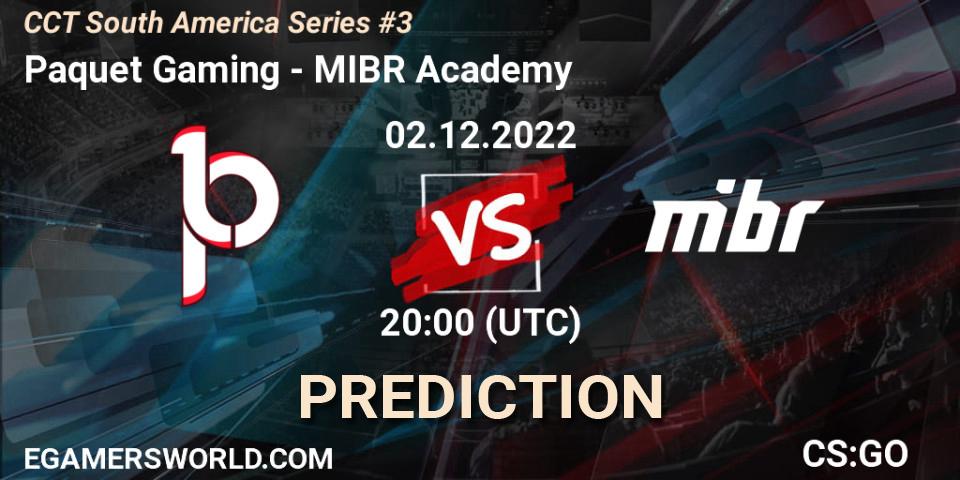 Prognose für das Spiel Paquetá Gaming VS MIBR Academy. 02.12.22. CS2 (CS:GO) - CCT South America Series #3