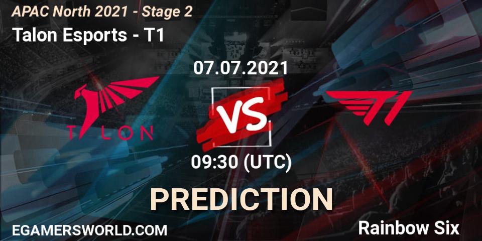 Prognose für das Spiel Talon Esports VS T1. 07.07.2021 at 09:30. Rainbow Six - APAC North 2021 - Stage 2