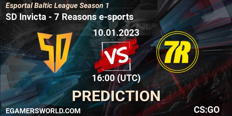 Prognose für das Spiel SD Invicta VS 7 Reasons e-sports. 11.01.2023 at 17:00. Counter-Strike (CS2) - Esportal Baltic League Season 1