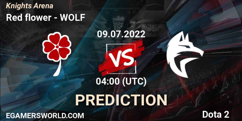 Prognose für das Spiel Red flower VS WOLF. 09.07.2022 at 04:38. Dota 2 - Knights Arena