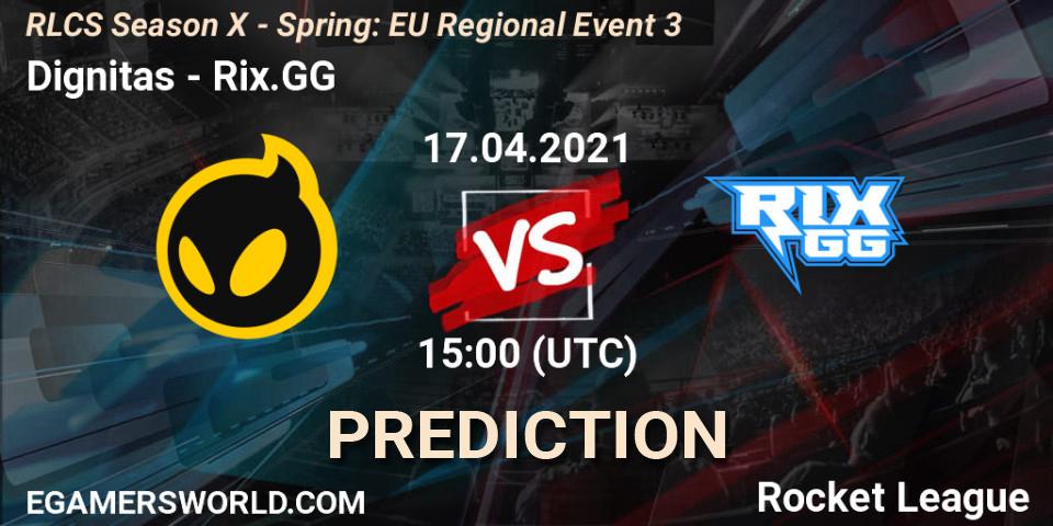 Prognose für das Spiel Dignitas VS Rix.GG. 17.04.2021 at 15:00. Rocket League - RLCS Season X - Spring: EU Regional Event 3