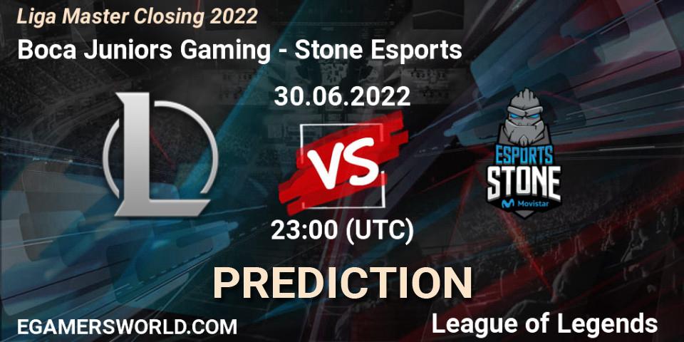 Prognose für das Spiel Boca Juniors Gaming VS Stone Esports. 30.06.2022 at 23:00. LoL - Liga Master Closing 2022
