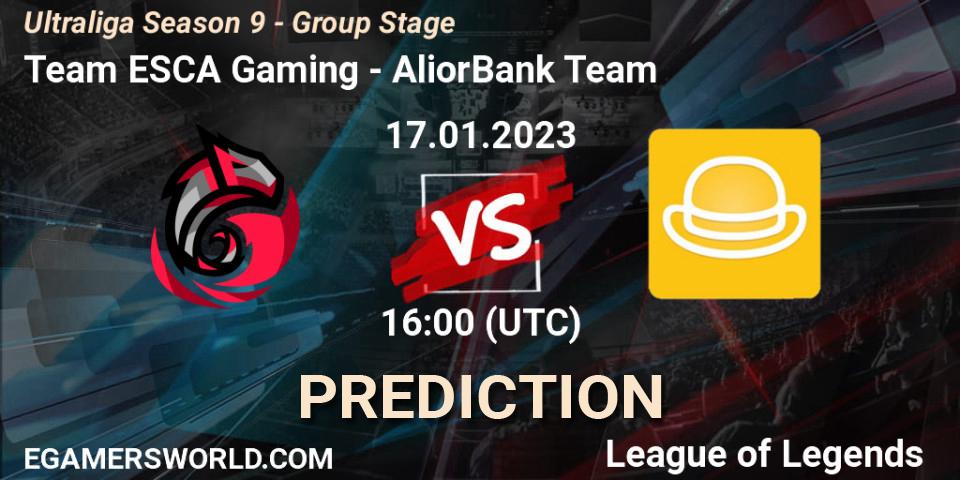 Prognose für das Spiel Team ESCA Gaming VS AliorBank Team. 17.01.2023 at 16:00. LoL - Ultraliga Season 9 - Group Stage