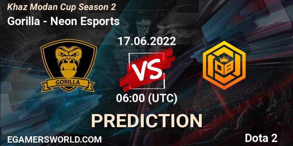 Prognose für das Spiel Gorilla VS Neon Esports. 17.06.2022 at 08:25. Dota 2 - Khaz Modan Cup Season 2