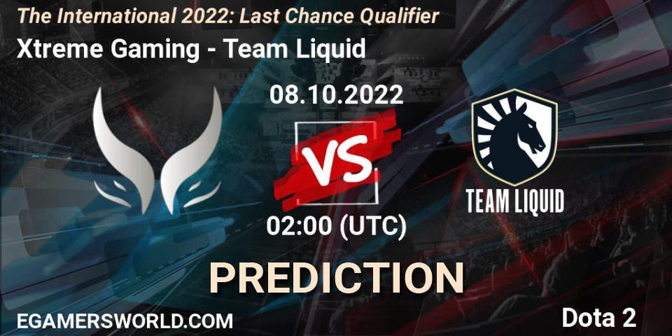 Prognose für das Spiel Xtreme Gaming VS Team Liquid. 08.10.22. Dota 2 - The International 2022: Last Chance Qualifier