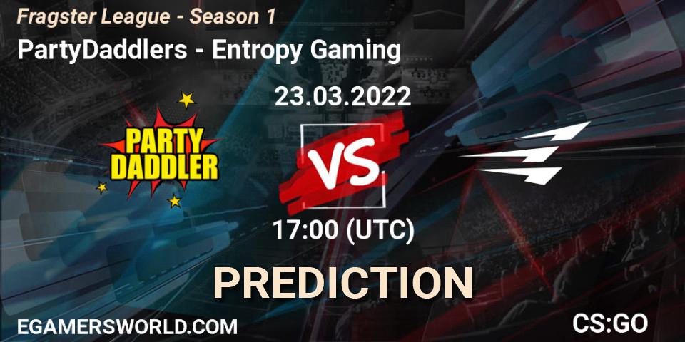 Prognose für das Spiel PartyDaddlers VS Entropy Gaming. 23.03.2022 at 17:00. Counter-Strike (CS2) - Fragster League - Season 1