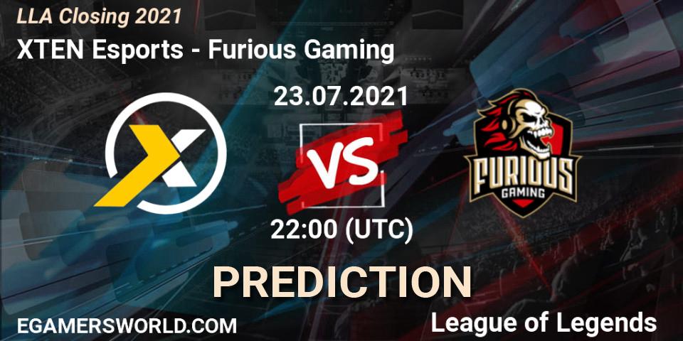 Prognose für das Spiel XTEN Esports VS Furious Gaming. 23.07.21. LoL - LLA Closing 2021