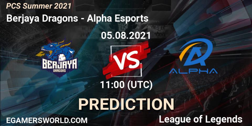 Prognose für das Spiel Berjaya Dragons VS Alpha Esports. 05.08.21. LoL - PCS Summer 2021