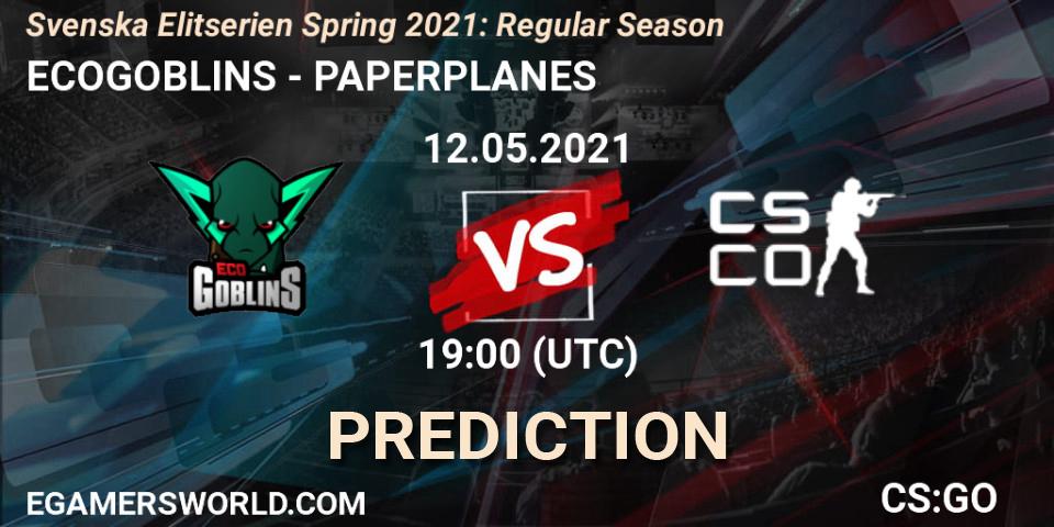Prognose für das Spiel ECOGOBLINS VS PAPERPLANES. 12.05.21. CS2 (CS:GO) - Svenska Elitserien Spring 2021: Regular Season