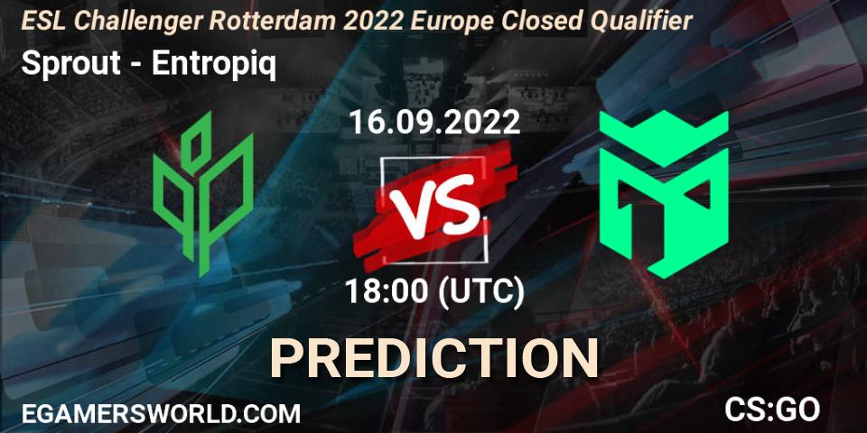 Prognose für das Spiel Sprout VS Entropiq. 16.09.2022 at 18:00. Counter-Strike (CS2) - ESL Challenger Rotterdam 2022 Europe Closed Qualifier
