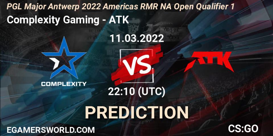 Prognose für das Spiel Complexity Gaming VS ATK. 11.03.22. CS2 (CS:GO) - PGL Major Antwerp 2022 Americas RMR NA Open Qualifier 1