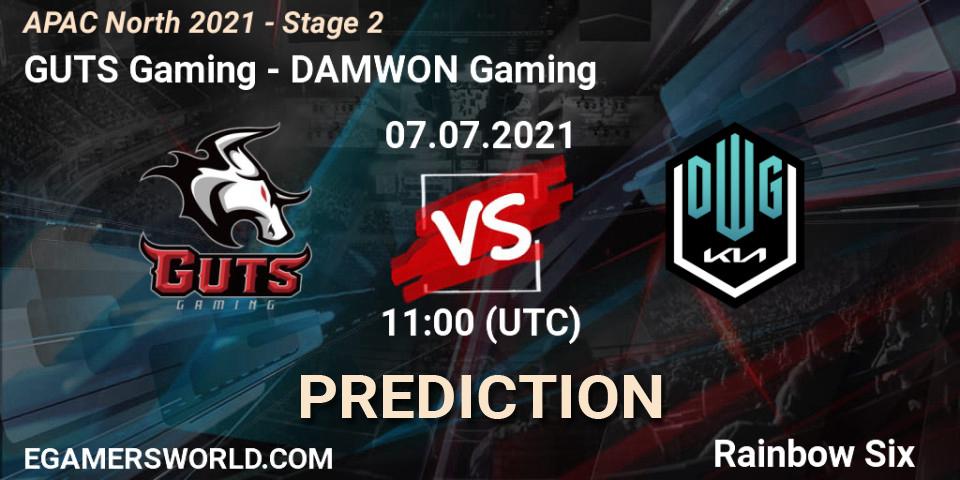 Prognose für das Spiel GUTS Gaming VS DAMWON Gaming. 07.07.2021 at 11:00. Rainbow Six - APAC North 2021 - Stage 2