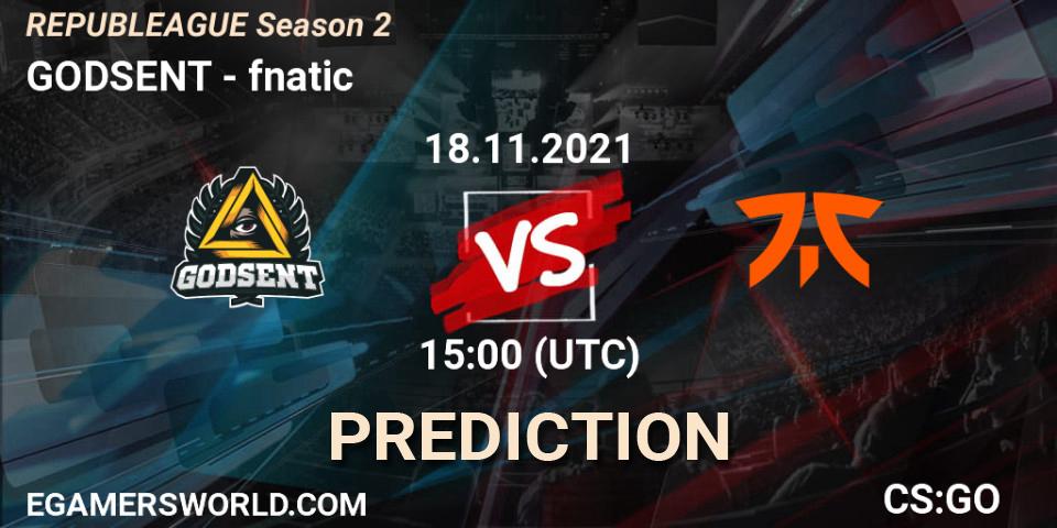 Prognose für das Spiel GODSENT VS fnatic. 18.11.21. CS2 (CS:GO) - REPUBLEAGUE Season 2
