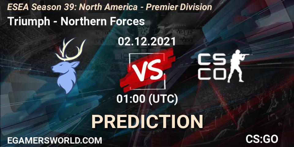 Prognose für das Spiel Triumph VS Northern Forces. 06.12.21. CS2 (CS:GO) - ESEA Season 39: North America - Premier Division