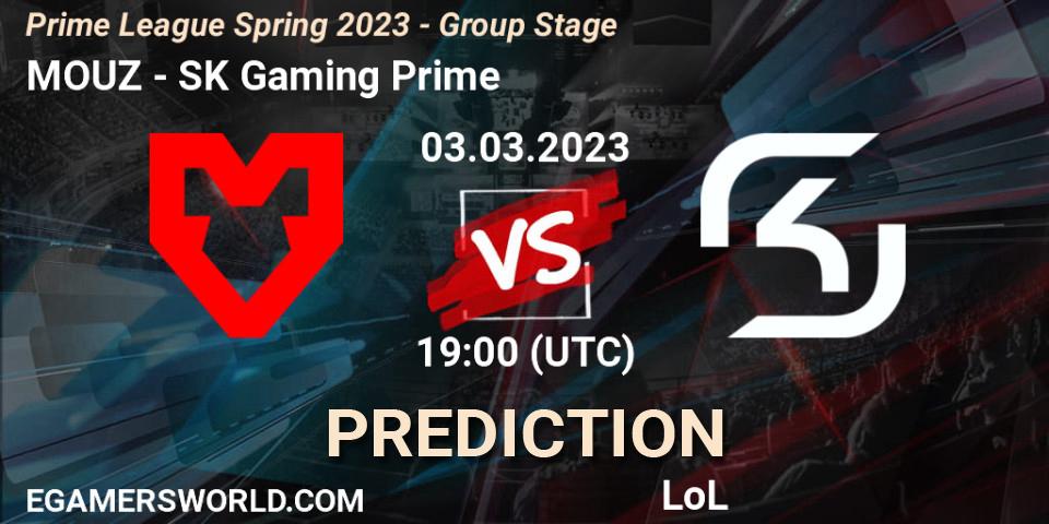 Prognose für das Spiel MOUZ VS SK Gaming Prime. 03.03.23. LoL - Prime League Spring 2023 - Group Stage