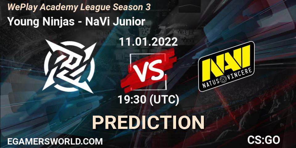 Prognose für das Spiel Young Ninjas VS NaVi Junior. 11.01.2022 at 20:10. Counter-Strike (CS2) - WePlay Academy League Season 3