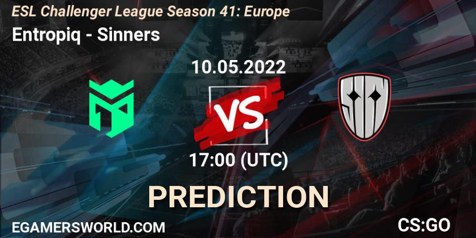 Prognose für das Spiel Entropiq VS Sinners. 10.05.2022 at 17:00. Counter-Strike (CS2) - ESL Challenger League Season 41: Europe