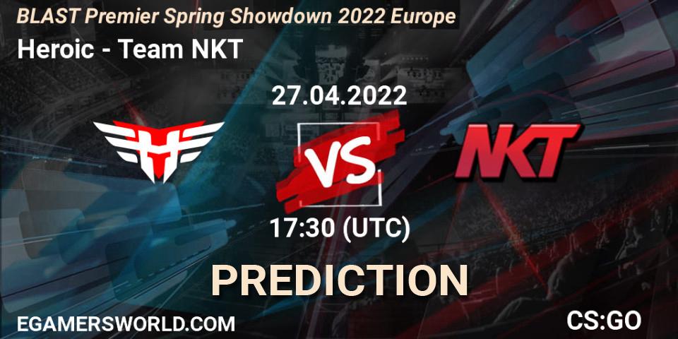 Prognose für das Spiel Heroic VS Team NKT. 27.04.22. CS2 (CS:GO) - BLAST Premier Spring Showdown 2022 Europe