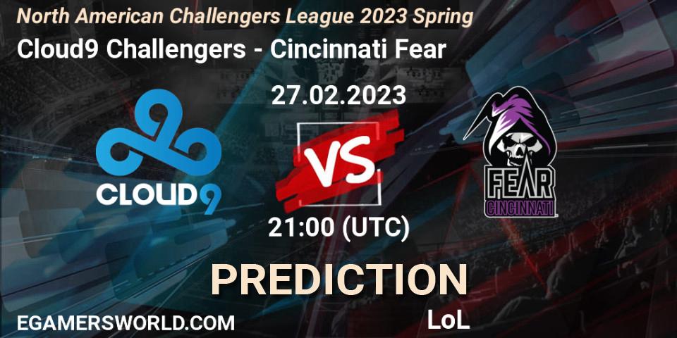 Prognose für das Spiel Cloud9 Challengers VS Cincinnati Fear. 27.02.23. LoL - NACL 2023 Spring - Group Stage
