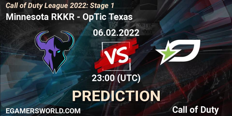 Prognose für das Spiel Minnesota RØKKR VS OpTic Texas. 06.02.22. Call of Duty - Call of Duty League 2022: Stage 1