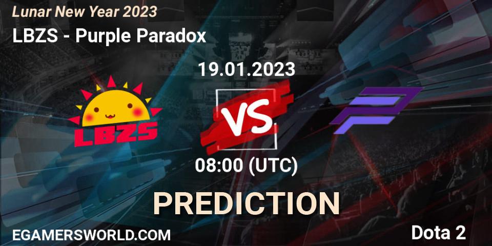 Prognose für das Spiel LBZS VS Purple Paradox. 19.01.23. Dota 2 - Lunar New Year 2023