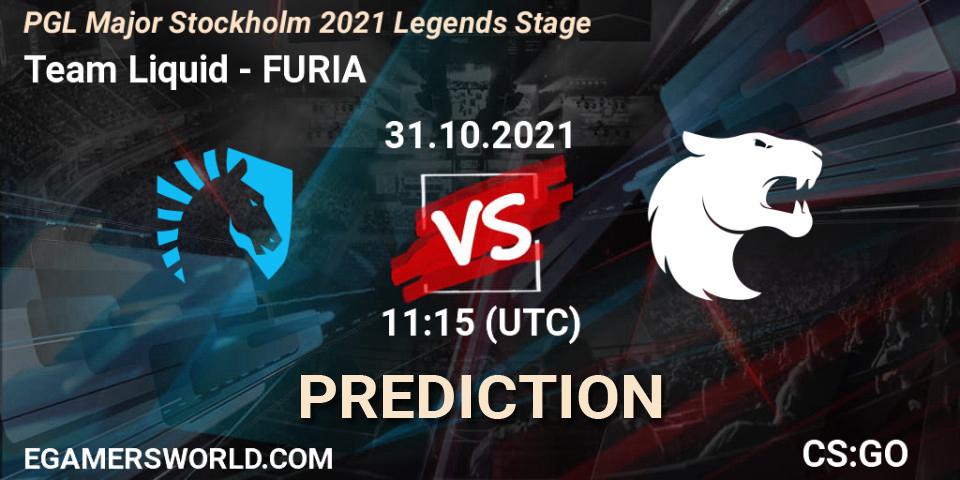 Prognose für das Spiel Team Liquid VS FURIA. 31.10.2021 at 11:15. Counter-Strike (CS2) - PGL Major Stockholm 2021 Legends Stage