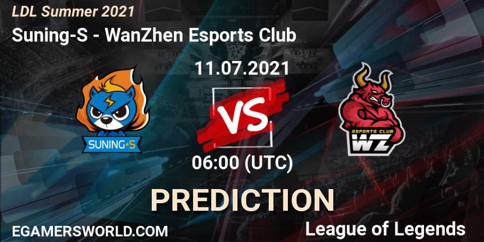 Prognose für das Spiel Suning-S VS WanZhen Esports Club. 11.07.2021 at 06:00. LoL - LDL Summer 2021