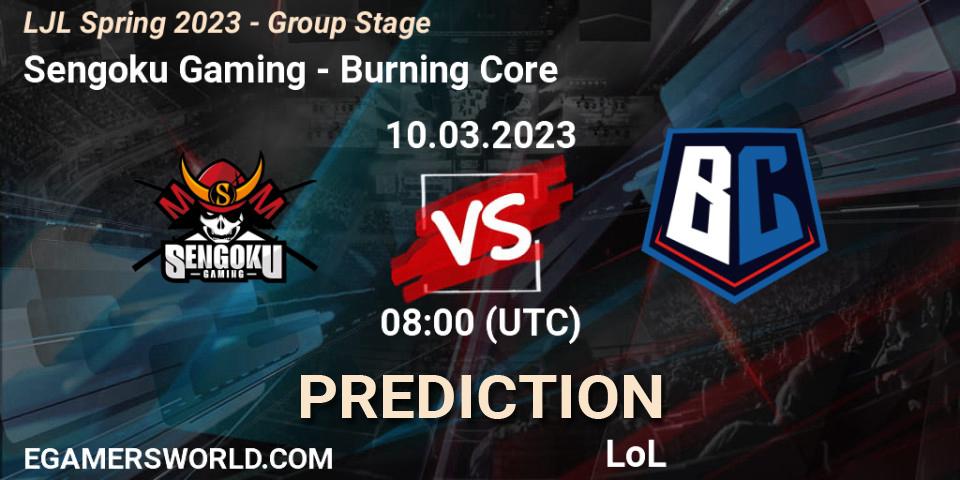 Prognose für das Spiel Sengoku Gaming VS Burning Core. 10.03.23. LoL - LJL Spring 2023 - Group Stage