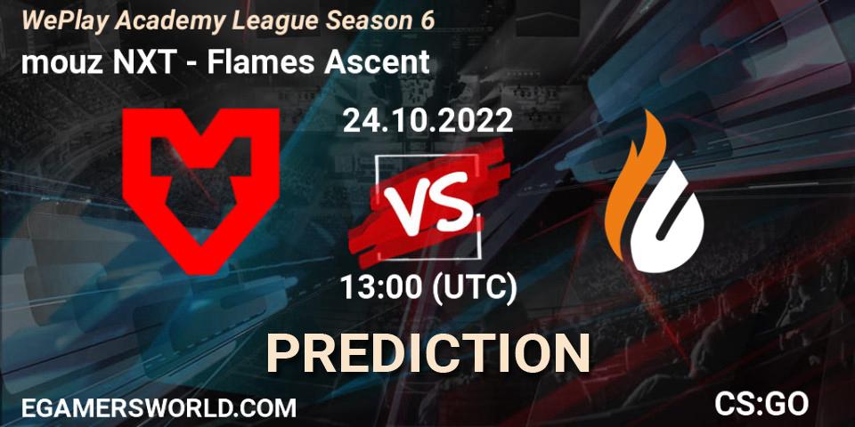 Prognose für das Spiel mouz NXT VS Flames Ascent. 24.10.22. CS2 (CS:GO) - WePlay Academy League Season 6