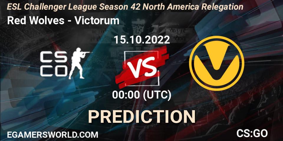 Prognose für das Spiel Louisville Red Wolves VS Victorum. 15.10.22. CS2 (CS:GO) - ESL Challenger League Season 42 North America Relegation