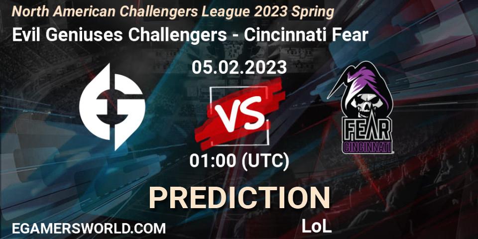 Prognose für das Spiel Evil Geniuses Challengers VS Cincinnati Fear. 05.02.23. LoL - NACL 2023 Spring - Group Stage