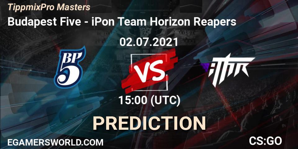 Prognose für das Spiel Budapest Five VS iPon Team Horizon Reapers. 02.07.2021 at 15:00. Counter-Strike (CS2) - TippmixPro Masters