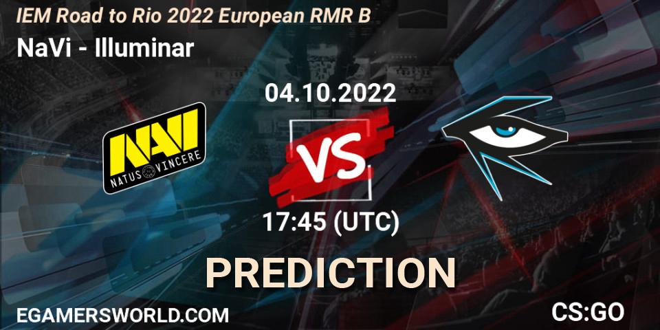 Prognose für das Spiel NaVi VS Illuminar. 04.10.2022 at 19:00. Counter-Strike (CS2) - IEM Road to Rio 2022 European RMR B