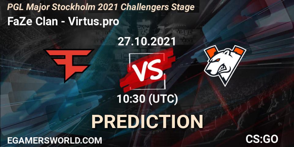 Prognose für das Spiel FaZe Clan VS Virtus.pro. 27.10.21. CS2 (CS:GO) - PGL Major Stockholm 2021 Challengers Stage