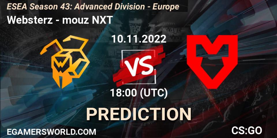 Prognose für das Spiel Websterz VS mouz NXT. 10.11.22. CS2 (CS:GO) - ESEA Season 43: Advanced Division - Europe