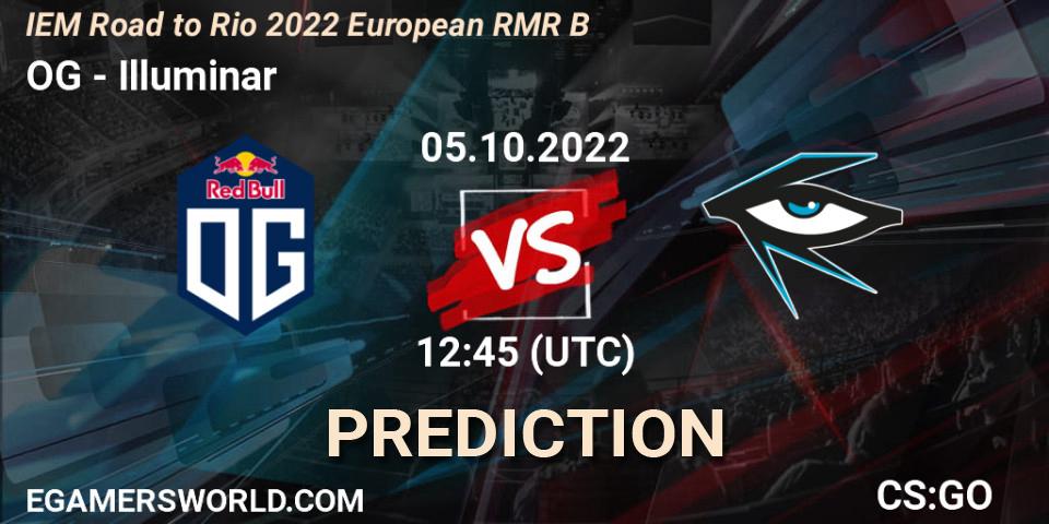 Prognose für das Spiel OG VS Illuminar. 05.10.2022 at 13:15. Counter-Strike (CS2) - IEM Road to Rio 2022 European RMR B